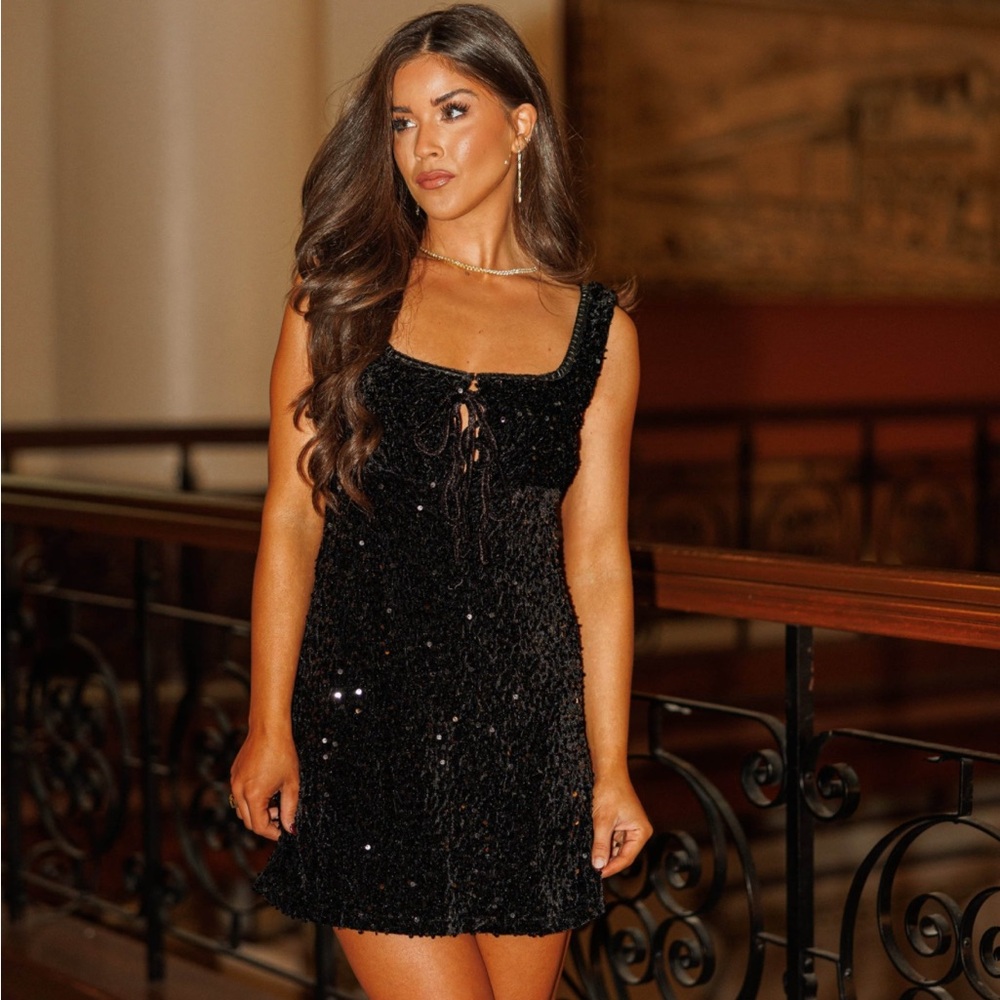 Promesa Black Sequin Mini Dress